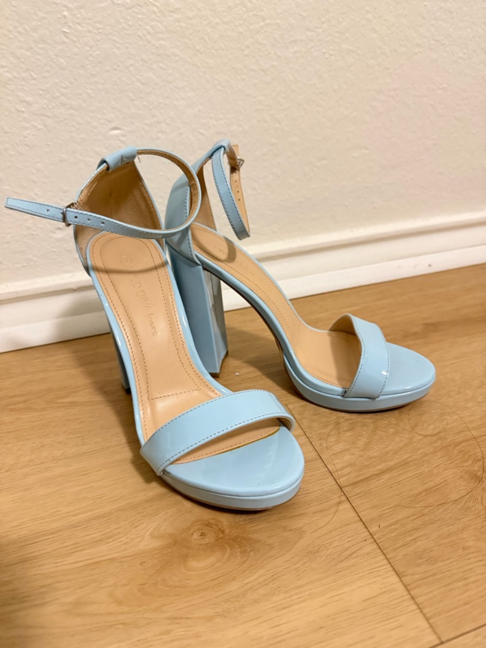 Wild Diva Light Blue Ankle-Strap Platform Heels